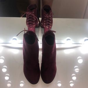 Red velvet boots
